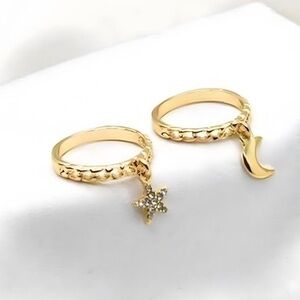 Moon Star Chain Rings – Dainty Diamante Moon & Star